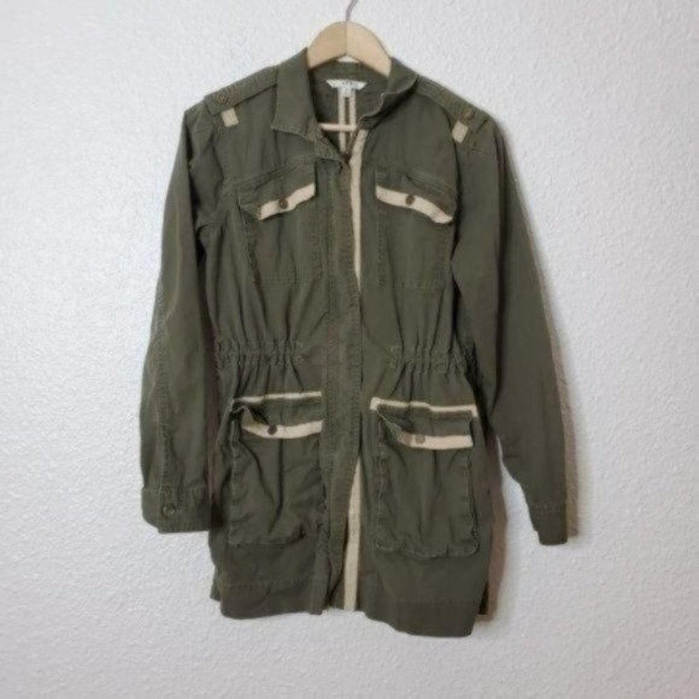 CAbi Green Military Anorak Full Zip Jacket #722 Women's Size Small